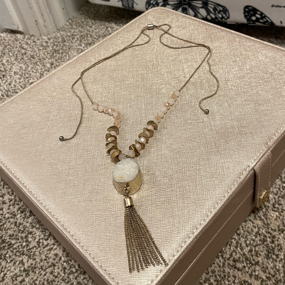 Stone and tassel necklace